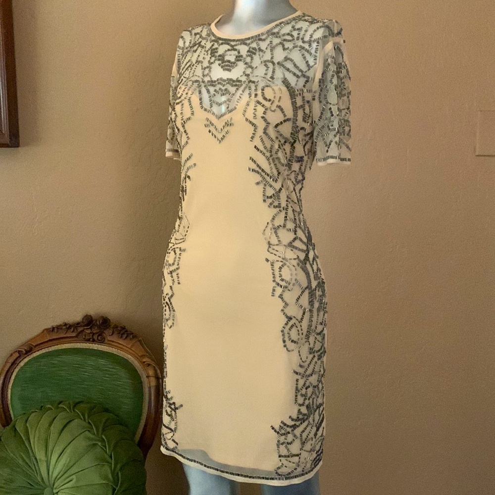 NWPT ASOS Sequin Nude Mesh Dress. SZ M